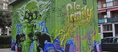 La Family decora seis transformadores más de Torrejón de Ardoz mural la family calle cemento