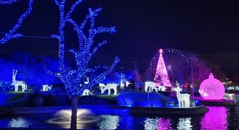magicas navidades iluminacion rosa lago